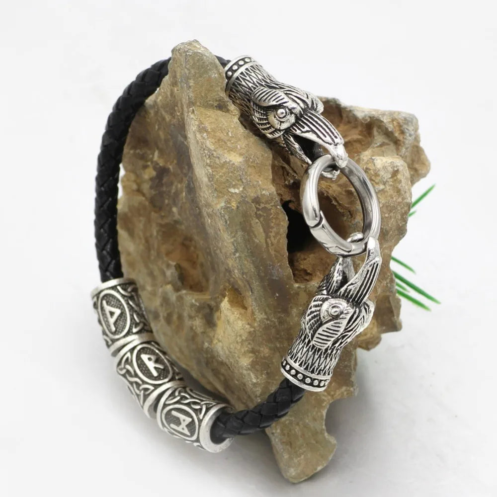 Viking Raven Head Bracelet Norse Odin Bangle