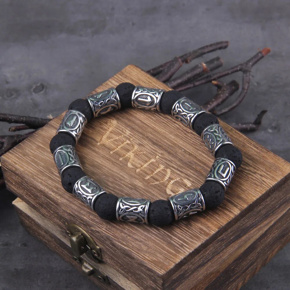 Runes Beads Men Viking Bracelet