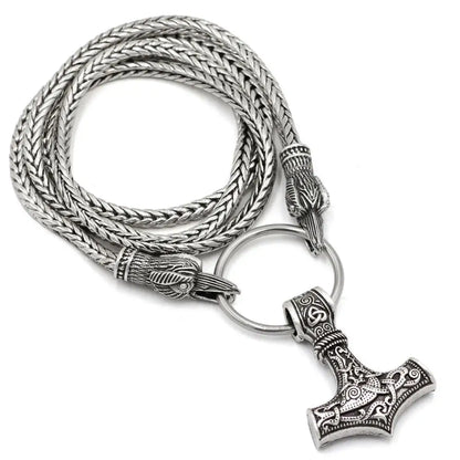 Norse Viking Pendant Cord Odin's Ravens Of Thor's Hammer amulet Axe