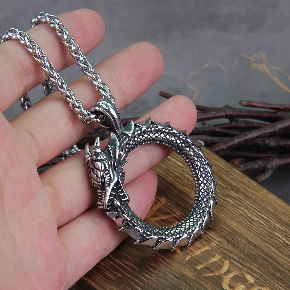 Self-Devourer Amulet Dragon Viking Necklace