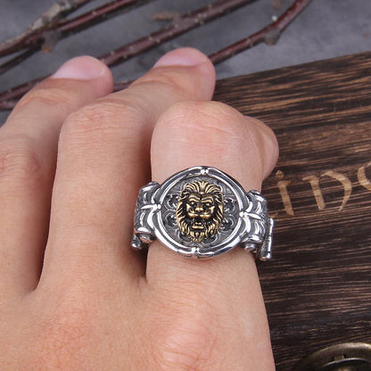 Grassland Lion Viking Ring