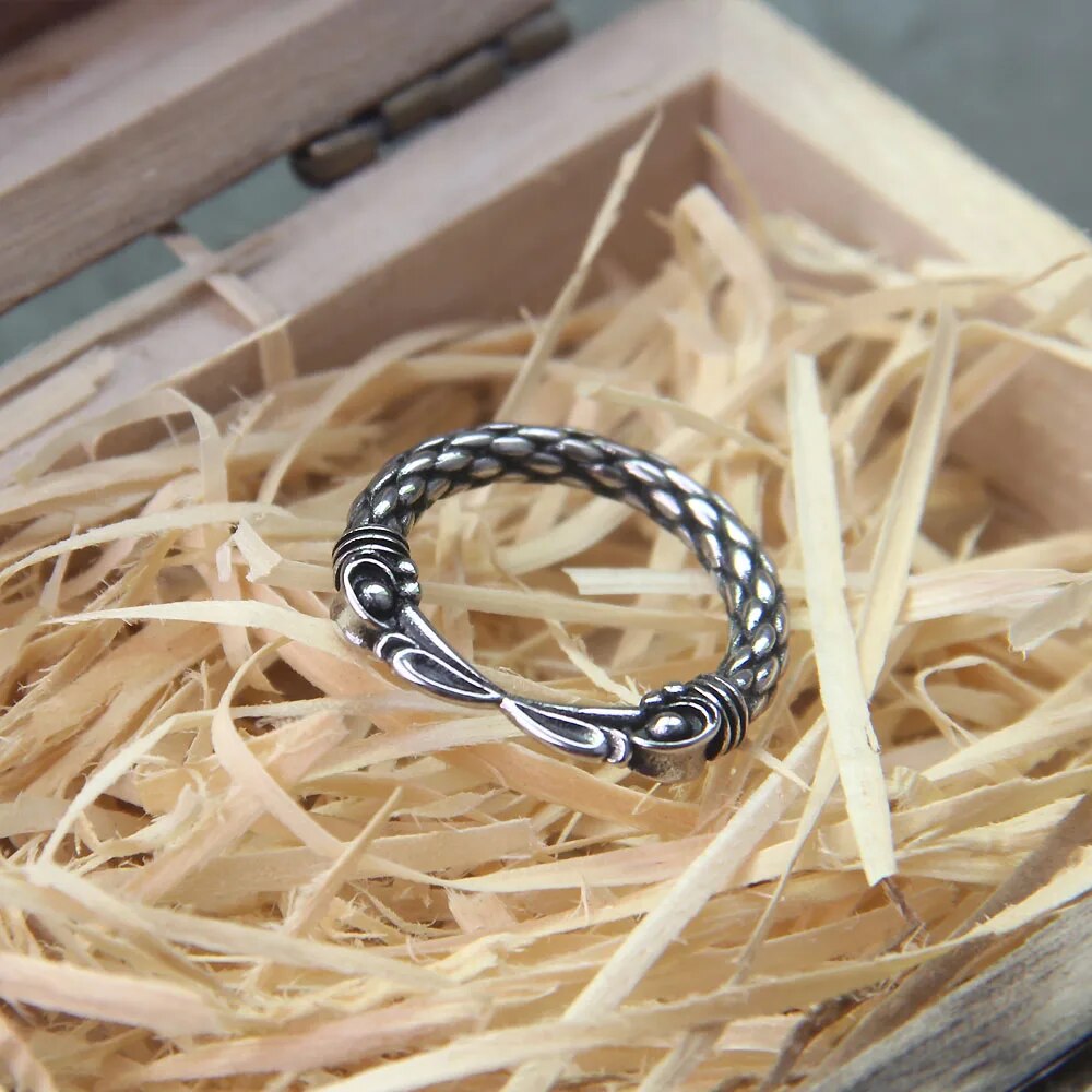 Two Entwined Ravens Viking Ring