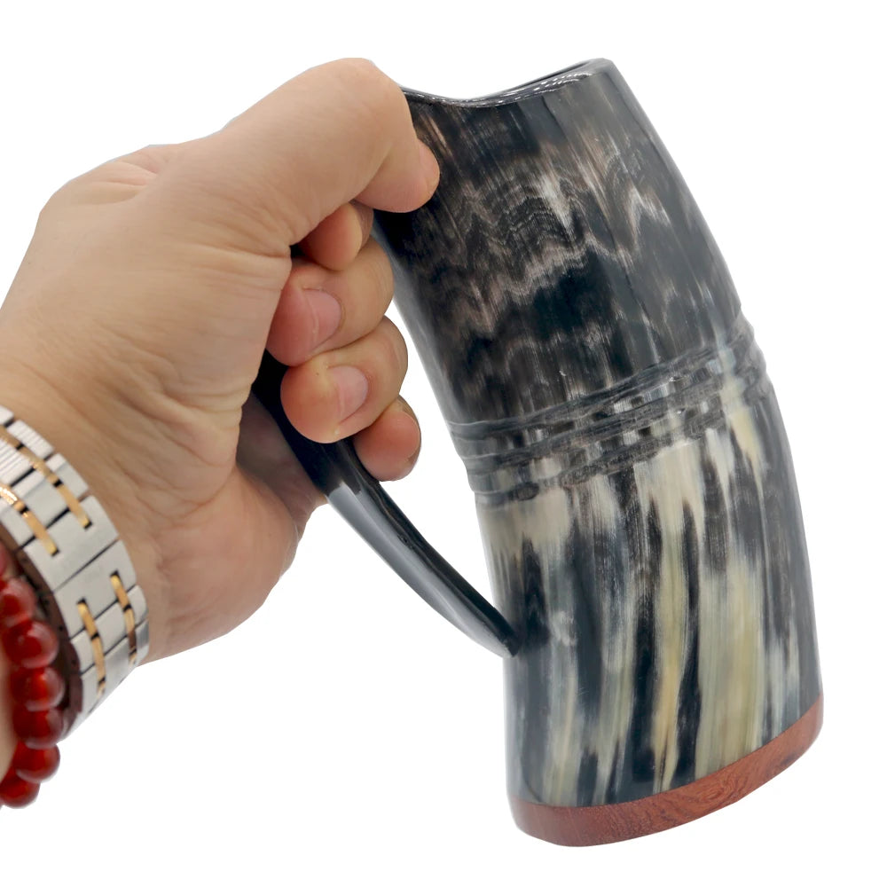 Natural Handmade Viking Mug Drinking Horn Coffee Cup Beer Tankard