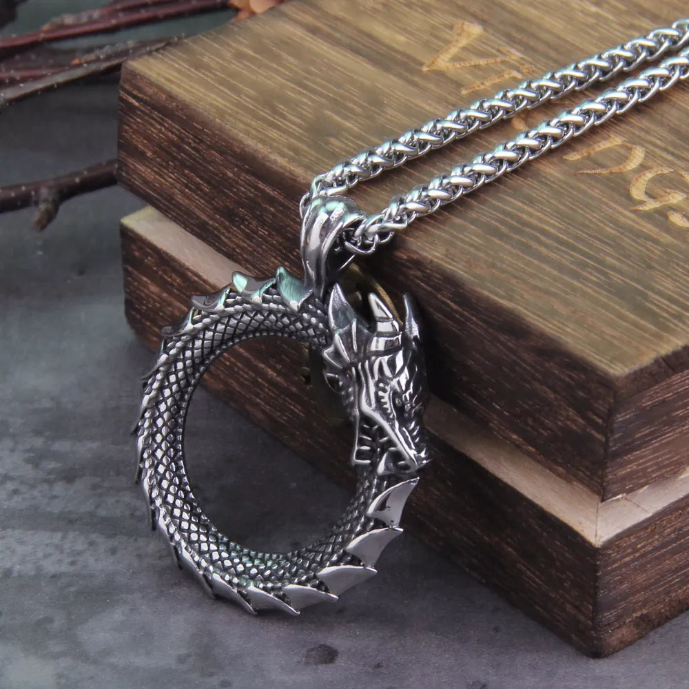 Self-Devourer Amulet Dragon Viking Necklace