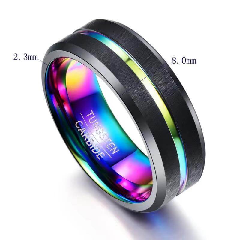 Black Tungsten Rainbow Ring