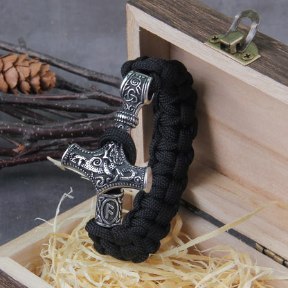 Mjolnir Thor Hammer Leather Viking Bracelet