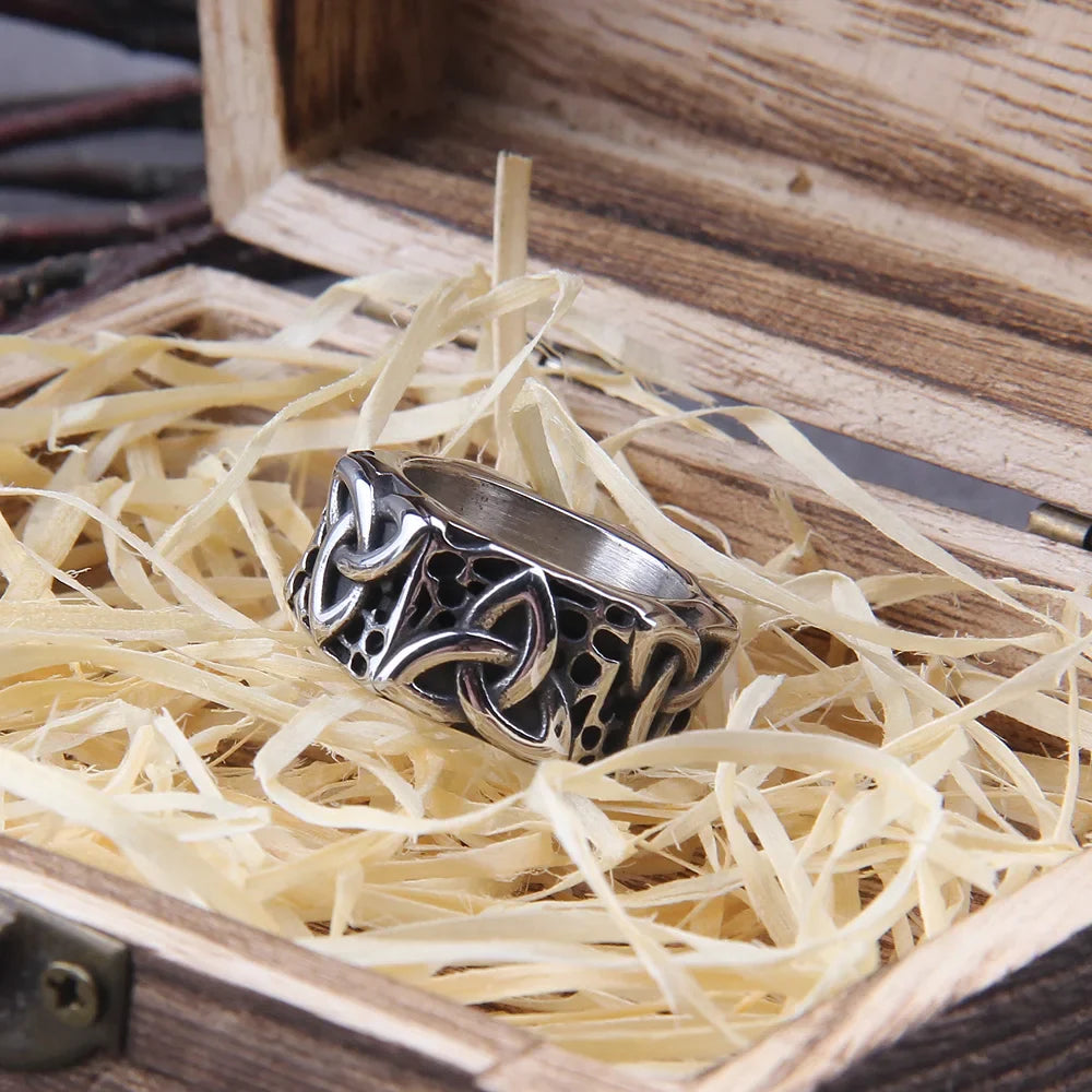 Odin Norse Amulet Rune Words RETRO Viking Ring