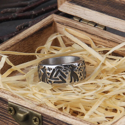 Wolves of Odin Valknut Viking Ring