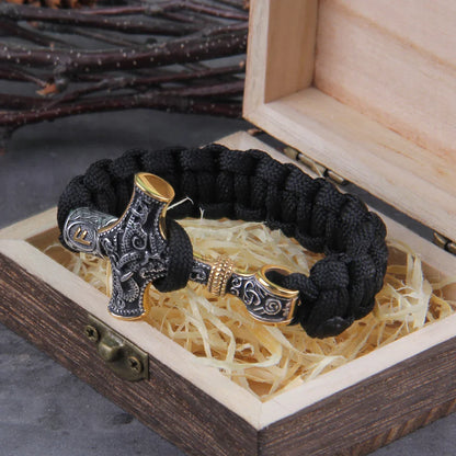 Mjolnir Thor Hammer Leather Viking Bracelet