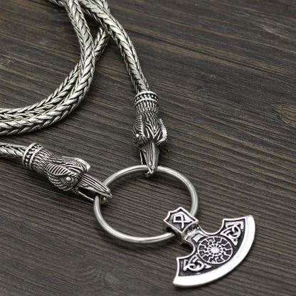 Norse Viking Pendant Cord Odin's Ravens Of Thor's Hammer amulet Axe