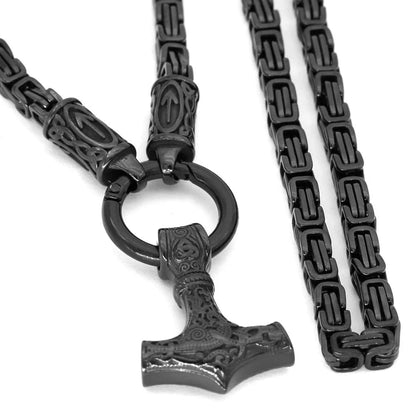 King Chain Featuring Tiwaz Rune With Mjolnir Pendant