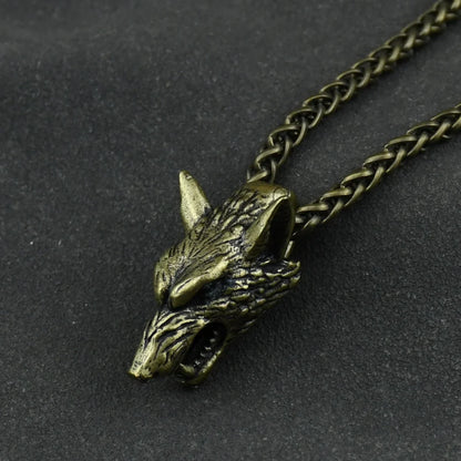 Viking Wolf Head Necklace Norse