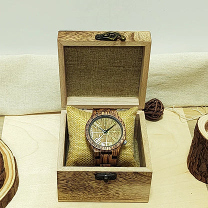 Wooden Symbol Element Clock Personalized Anniversary Viking Watch