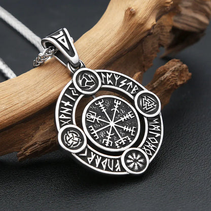 Nordic Vikings Rotate Rune Necklaces Stainless Steel