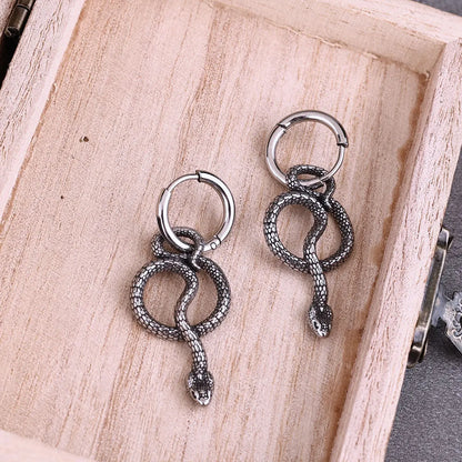 Glamorous Punk Twisted Snake Street Tail Snake Viking Earrings