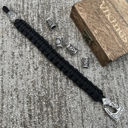 Slavic Perun Axe Norse Runes Trinity Bead Paracord Jewelry Viking Bracelet