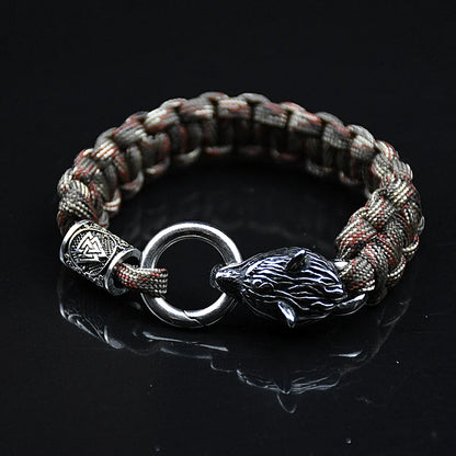 Stainless Steel Celtic Wolf Bracelets Norse Vikings Runes Paracord