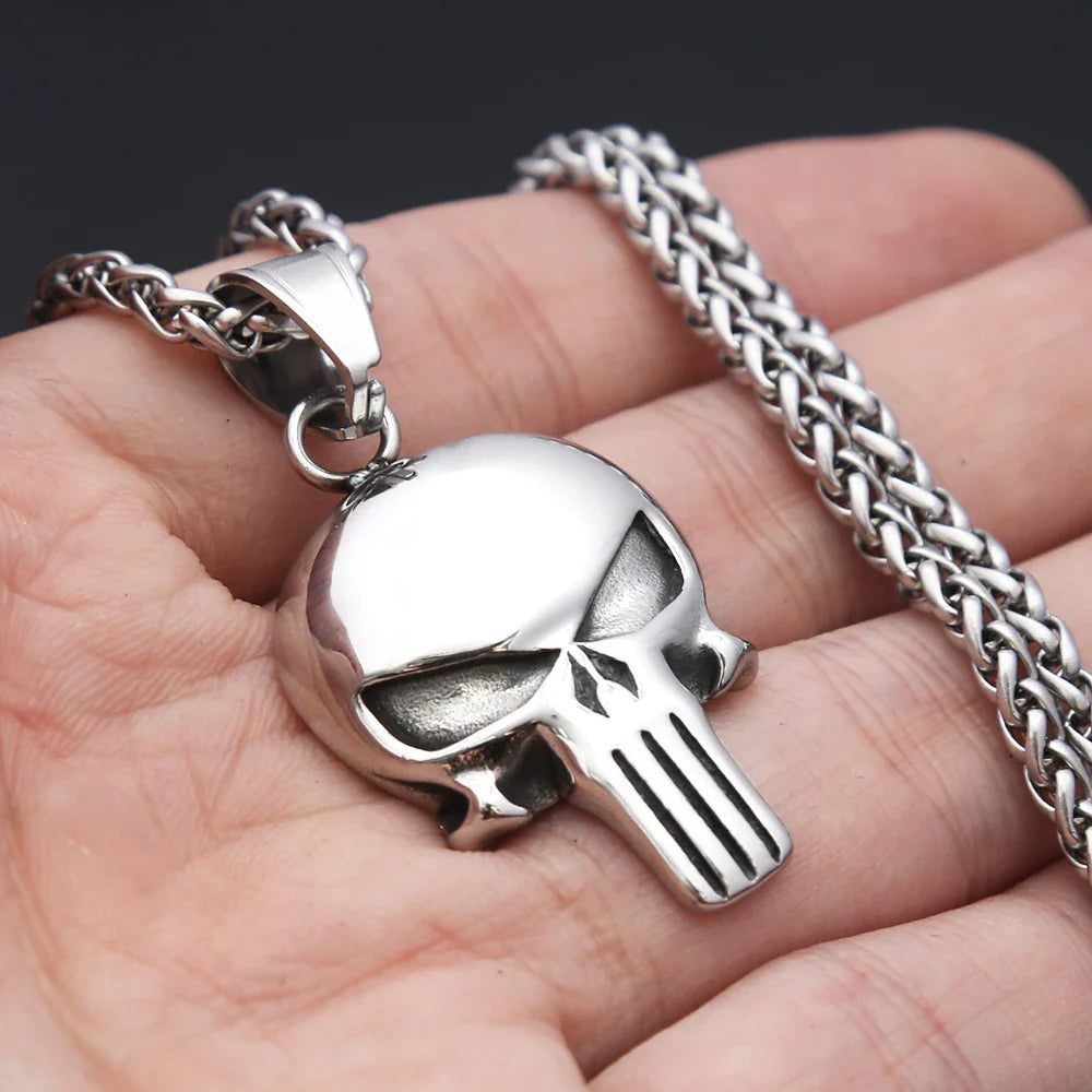 Stainless Steel Skull Pendant Necklaces Men Women Vintage Jewelry