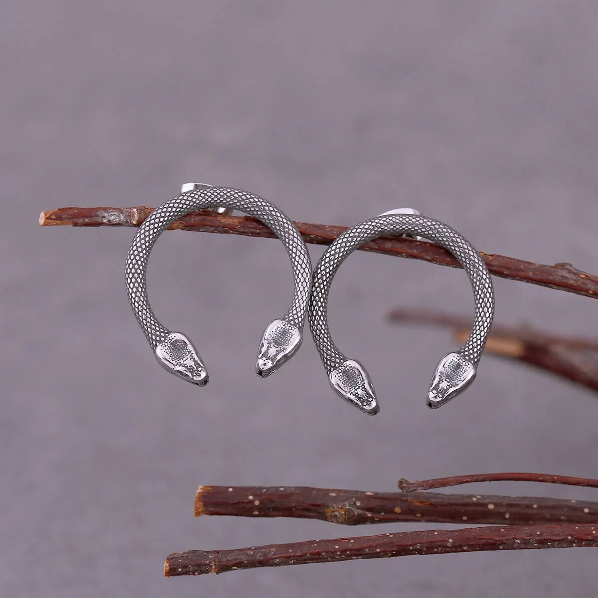 Double Headed Snake Stud Viking Earrings