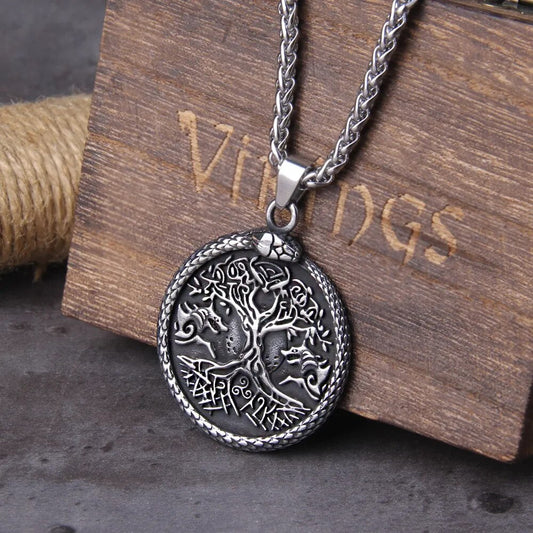 Ouroboros Life Tree Viking Necklace