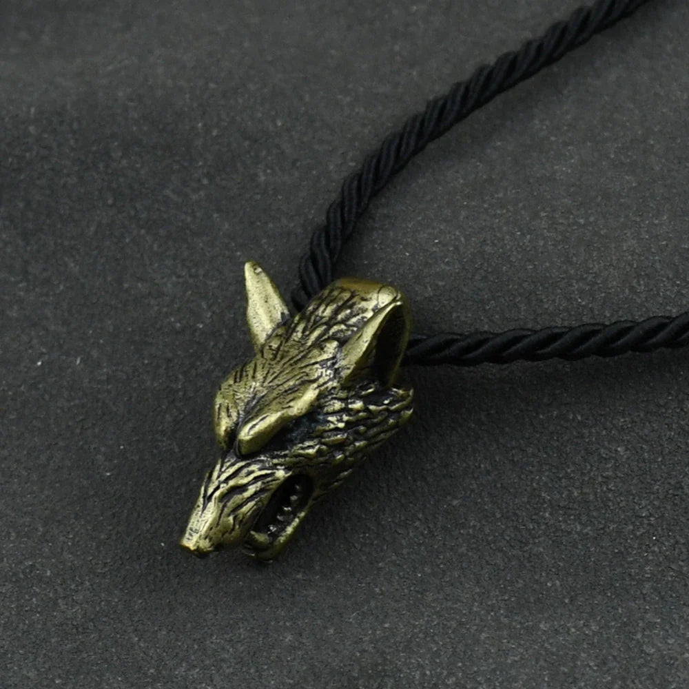 Viking Wolf Head Necklace Norse