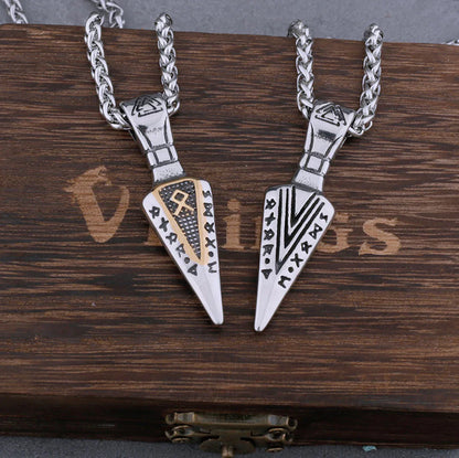 Viking Odin Rune Spear Necklace Stainless Steel Nordic