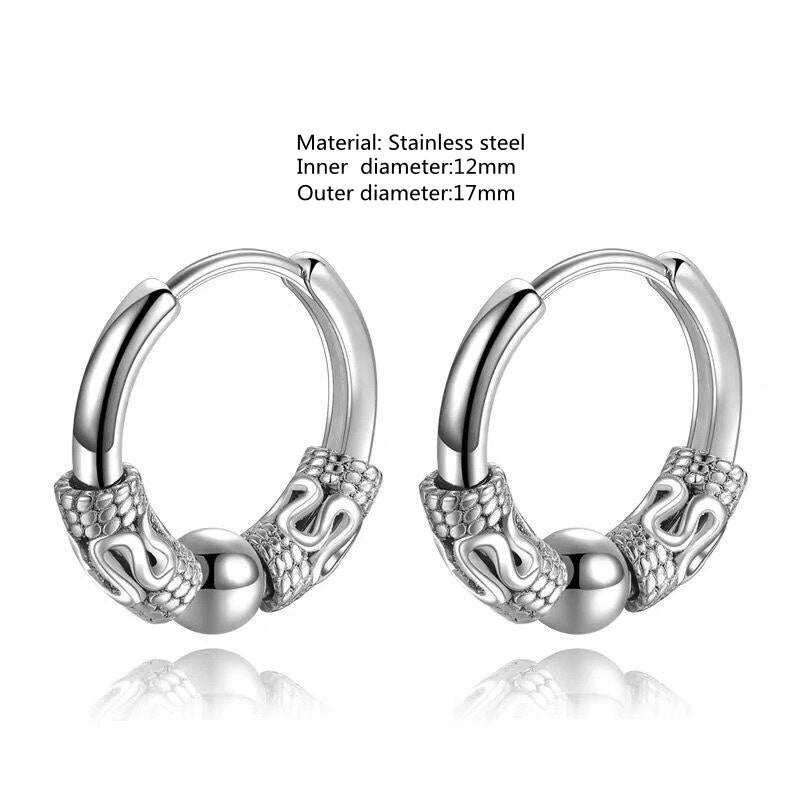 Engraved Beast Hoop Viking Earrings