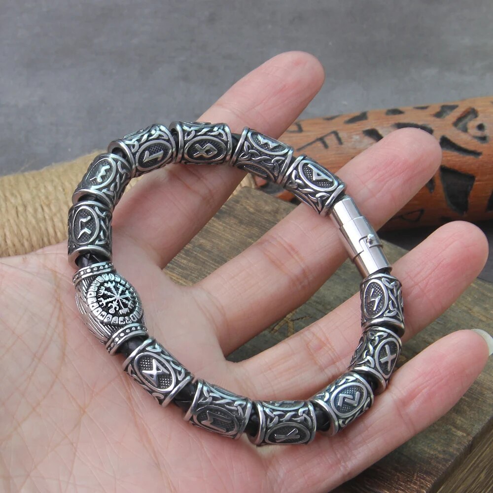 Runes Beads Men Viking Bracelet