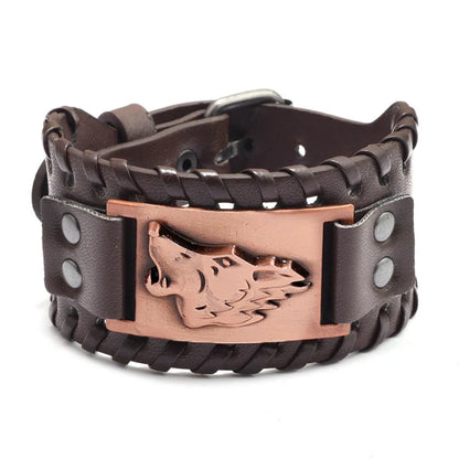 Viking Wide Leather Compass Bracelet