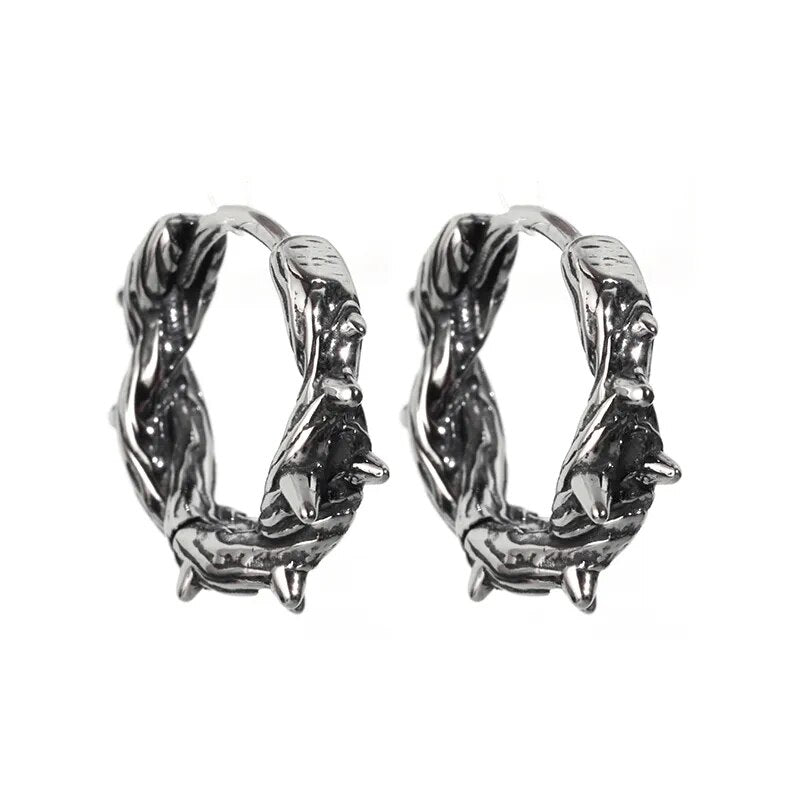 Engraved Beast Hoop Viking Earrings