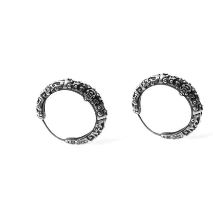 Engraved Beast Hoop Viking Earrings