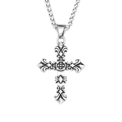 Stainless Steel Cross Pendant Necklaces Cross Flower Necklace