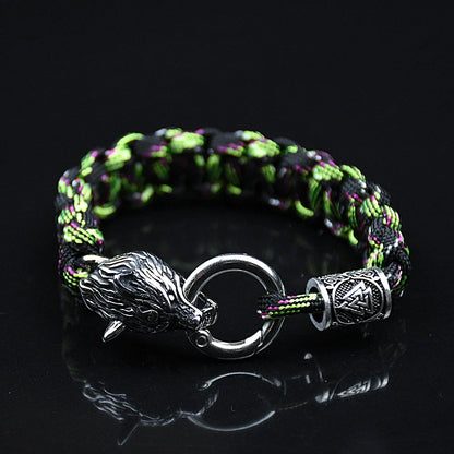 Stainless Steel Celtic Wolf Bracelets Norse Vikings Runes Paracord