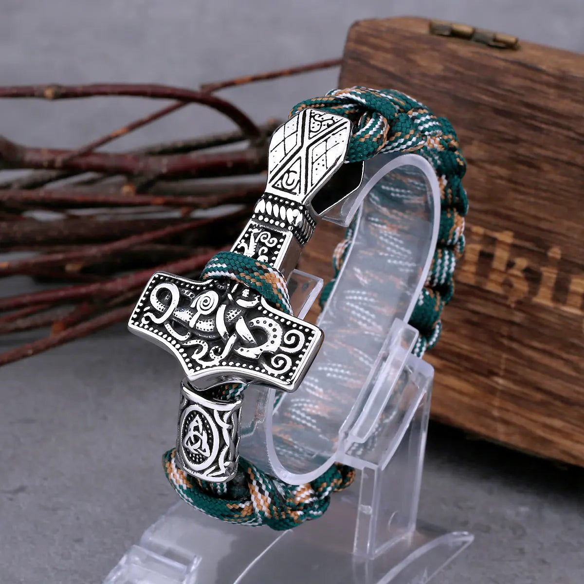 Classic Nordic Thor's Hammer Paracord Viking Bracelet