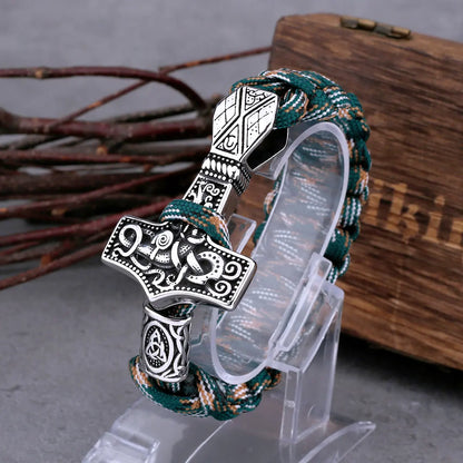 Classic Nordic Thor's Hammer Paracord Viking Bracelet