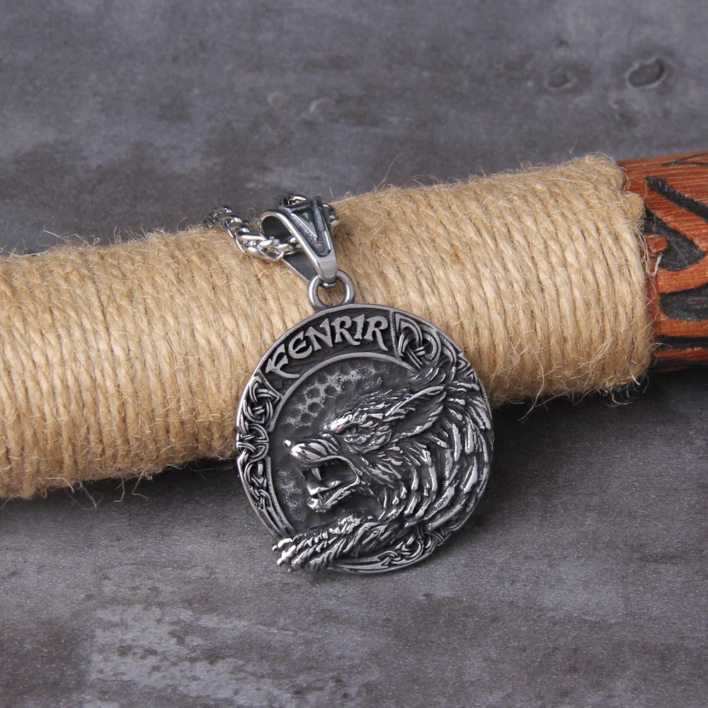 Men Vintage Wolf Viking Necklace