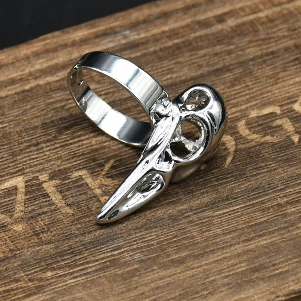 Viking Odin Raven Skull Ring