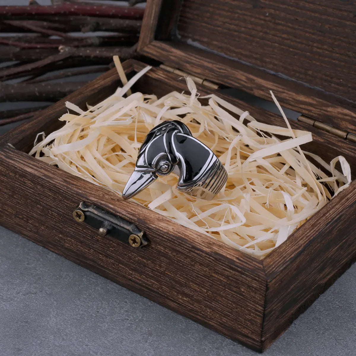 Stainless Steel Nordic Raven Viking Ring