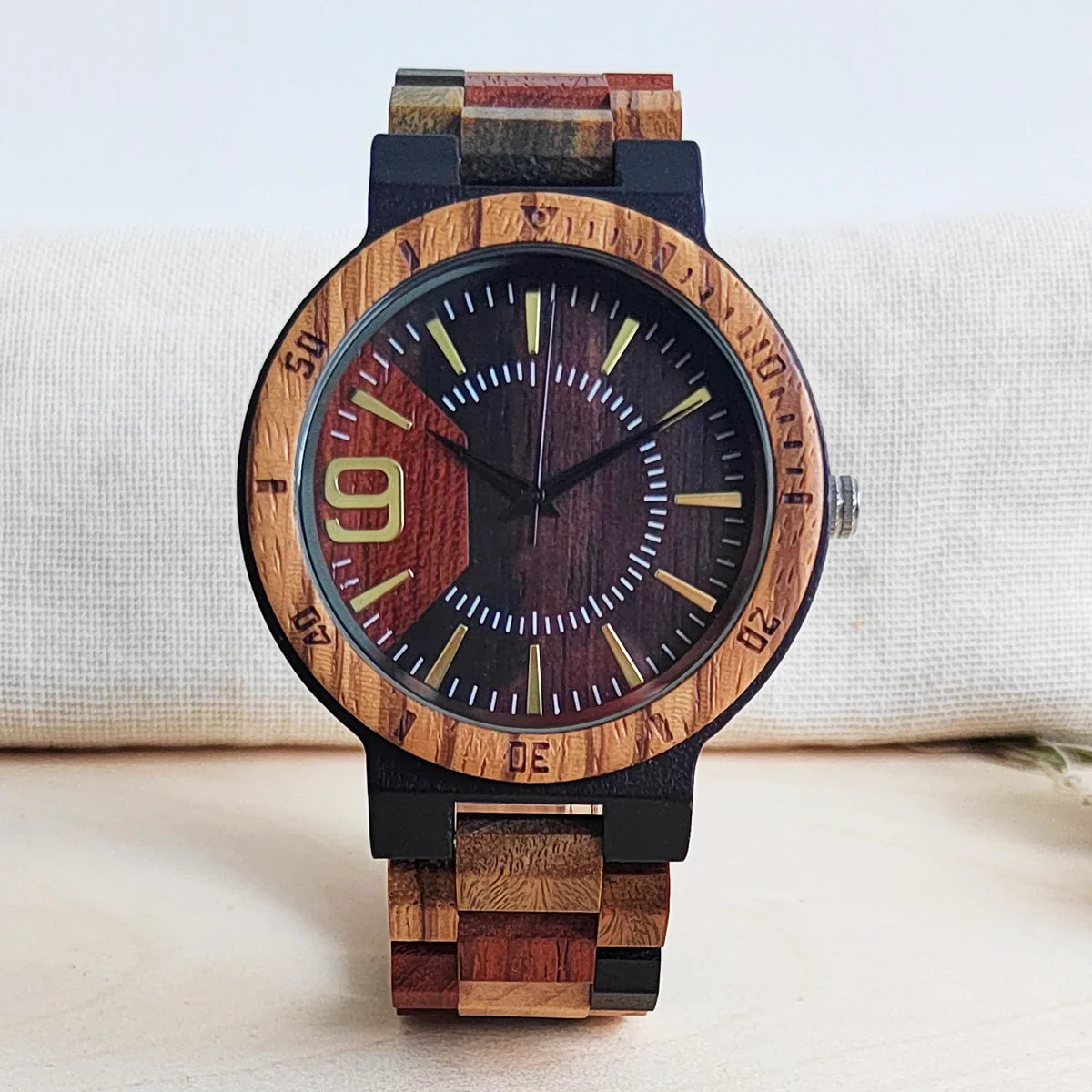 Colored Wooden Fashion Luxury Clock Quartz Wood Wrist Viking Watch