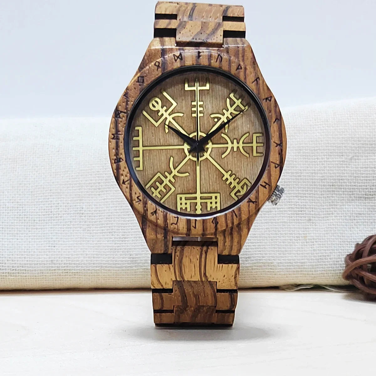 Viking Symbol Element Men's Wooden Wrist Watch