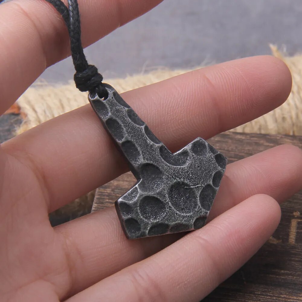 Gray Thor's Hammer Viking Necklace