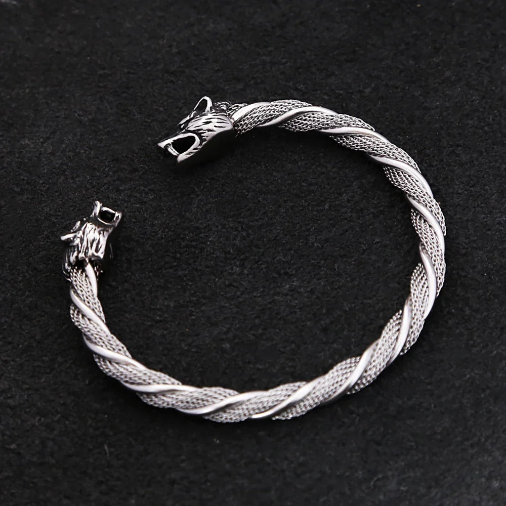 Viking Wolf Head Bracelet Stainless Steel