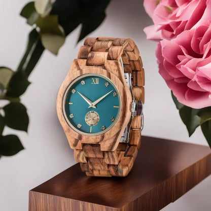 Women's Gold Watch Luxury Casual Fashion Wood Wrist Viking Watch