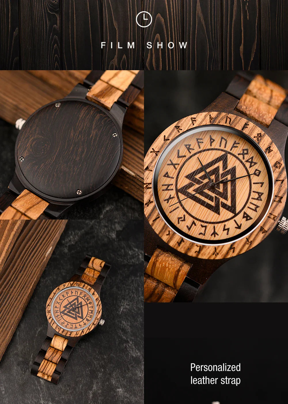 Viking Men's Watch Wooden Wristwatch