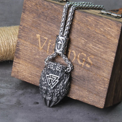 Nordic Bear Claw Valknut Viking Necklace