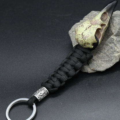 Nordic Raven Skeleton Runes Bead Paracord Keyholder