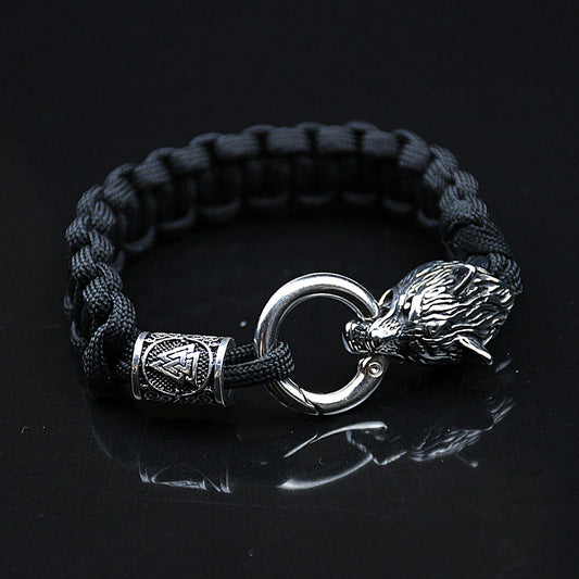 Stainless Steel Celtic Wolf Bracelets Norse Vikings Runes Paracord