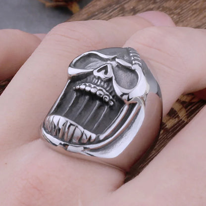 Punk Hip Hop Party Stainless Steel Gothic Skull Viking Ring