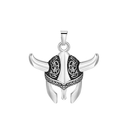 Helmet Mask Pendant for Men Stainless Steel Nordic Celtic Knot Necklace Amulet Jewelry