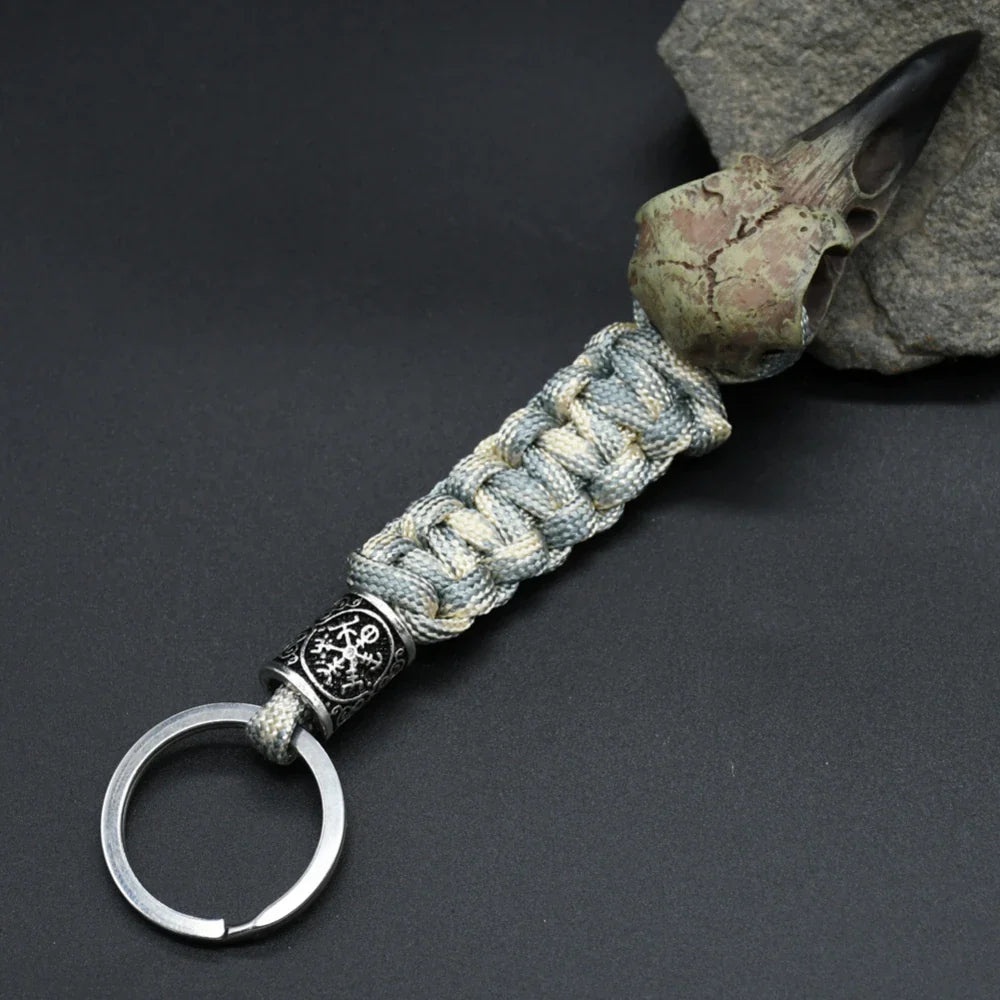 Odin Raven Skeleton Keychain Vikings Rope Norse